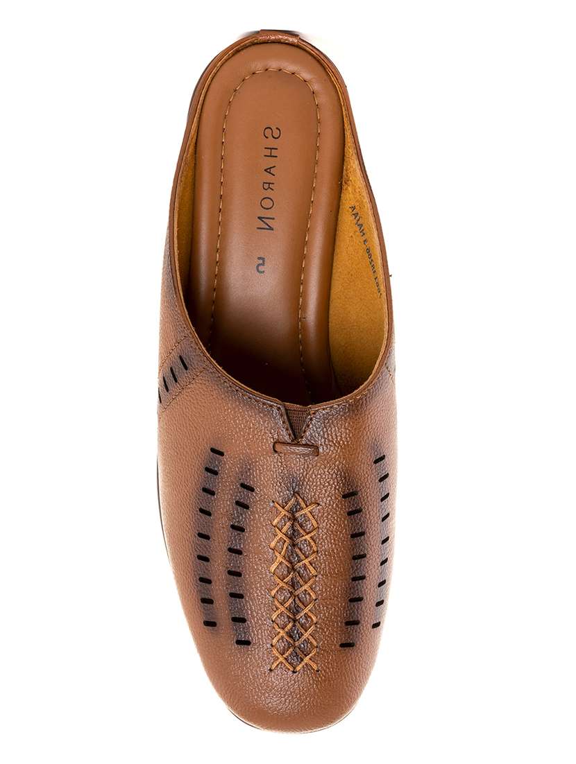 brown leather slip on sandals - 19710938 -  Standard Image - 3