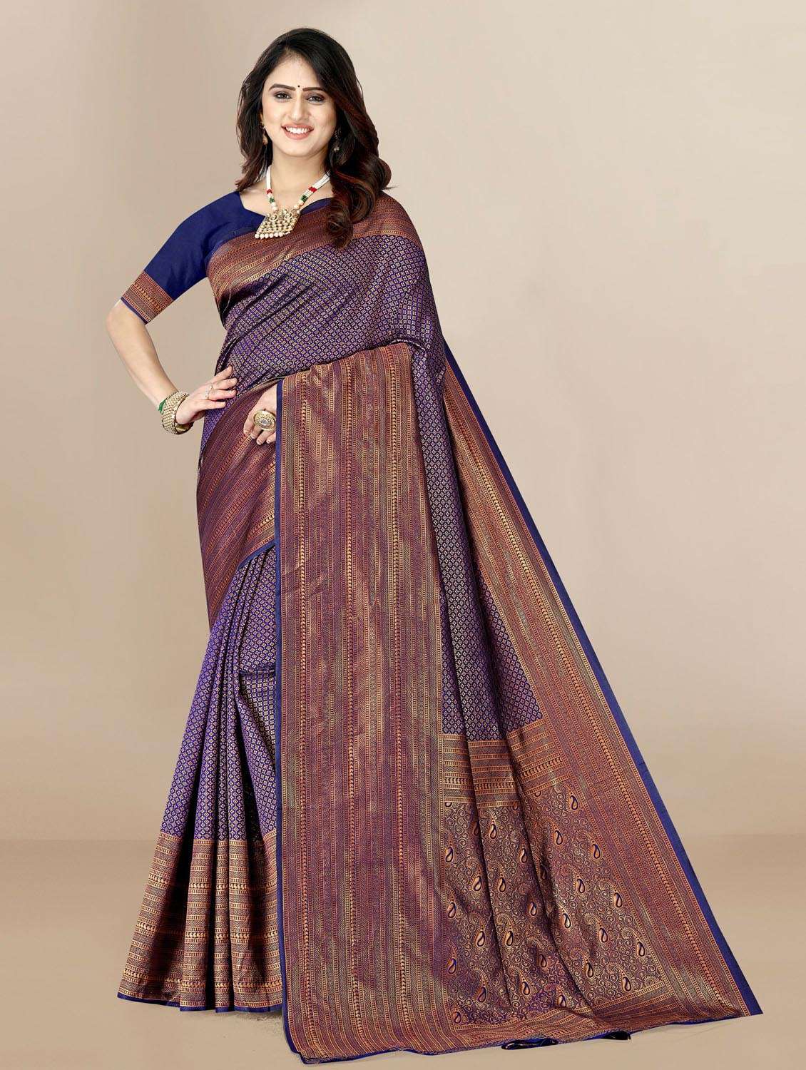 women's self design purple colored saree with blouse - 19717840 - Zoom Image - 0