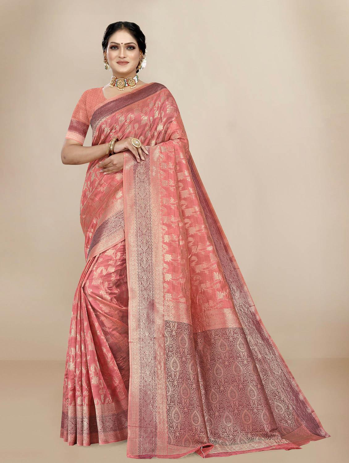 self designed woven saree with blouse - 19717851 - Zoom Image - 0