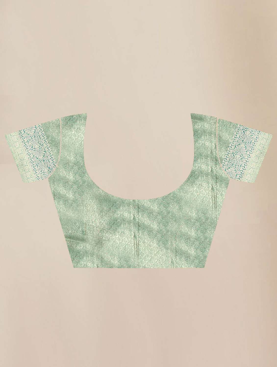 women's self design sea green colored saree with blouse - 19717853 -  Standard Image - 3