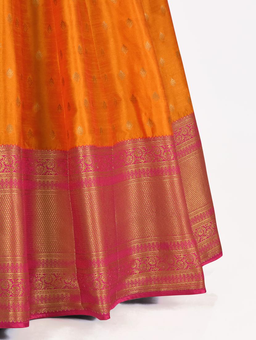 orange self design lehenga saree - 19717999 - Standard Image - 5