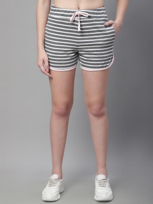 grey mid rise striped  short  - 19718547 -  Standard Image - 0