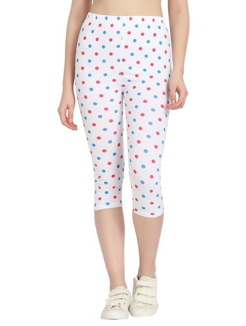 white polka doted regular capri legging - 19719179 - Standard Image - 0