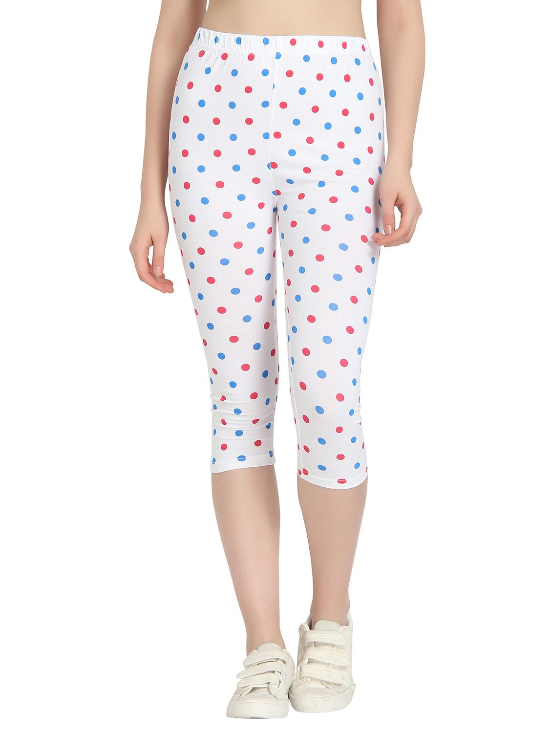 white polka doted regular capri legging - 19719179 - Zoom Image - 0