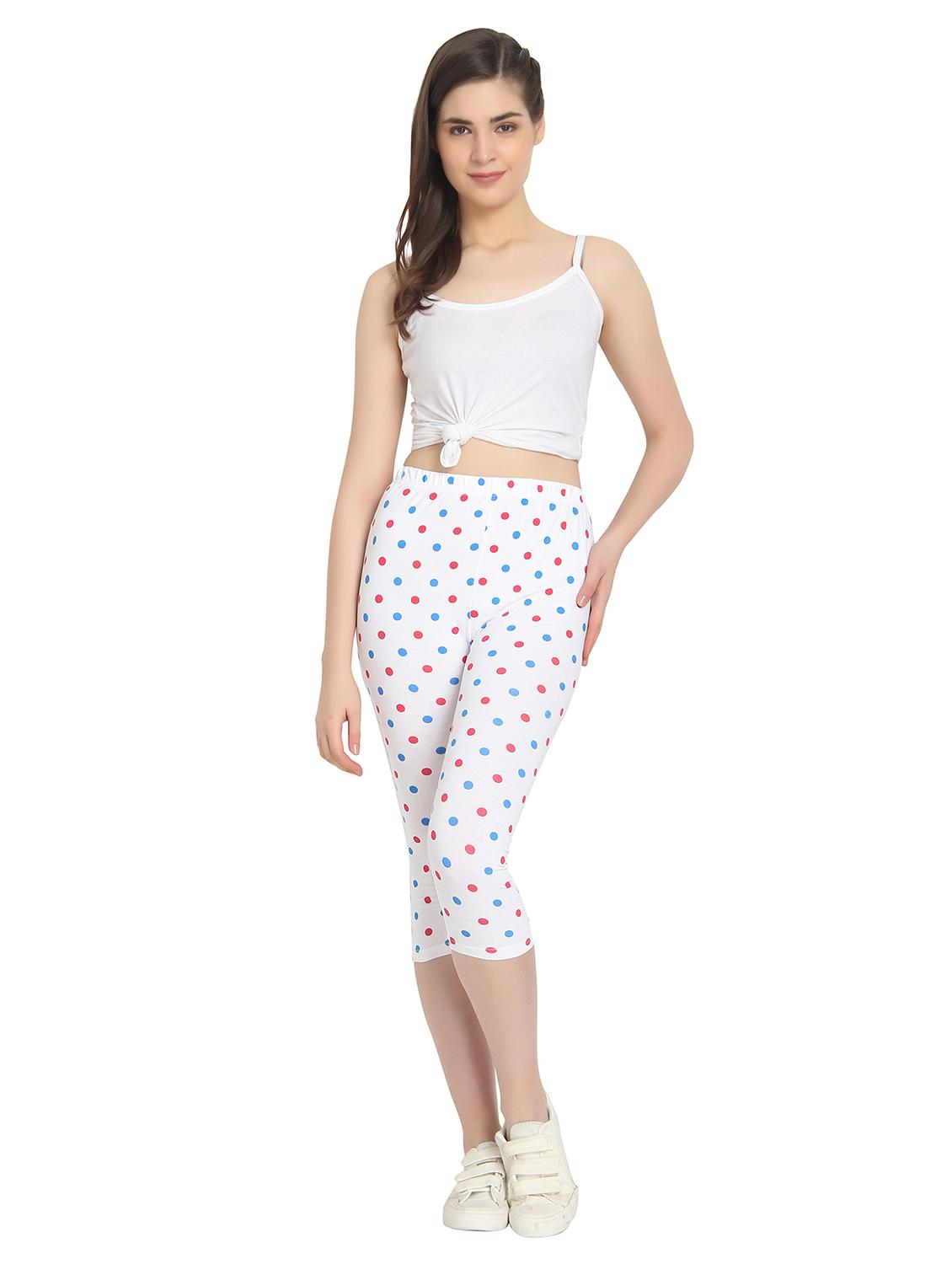 white polka doted regular capri legging - 19719179 - Standard Image - 3