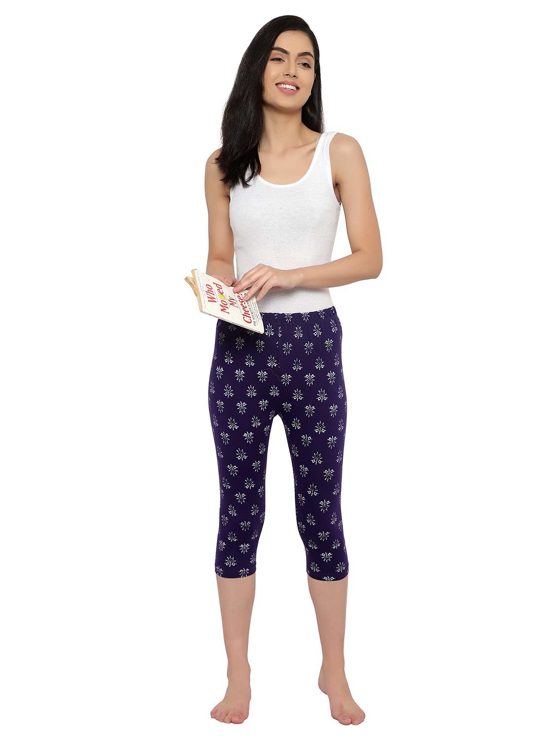 navy blue printed regular capri legging - 19719180 - Standard Image - 3