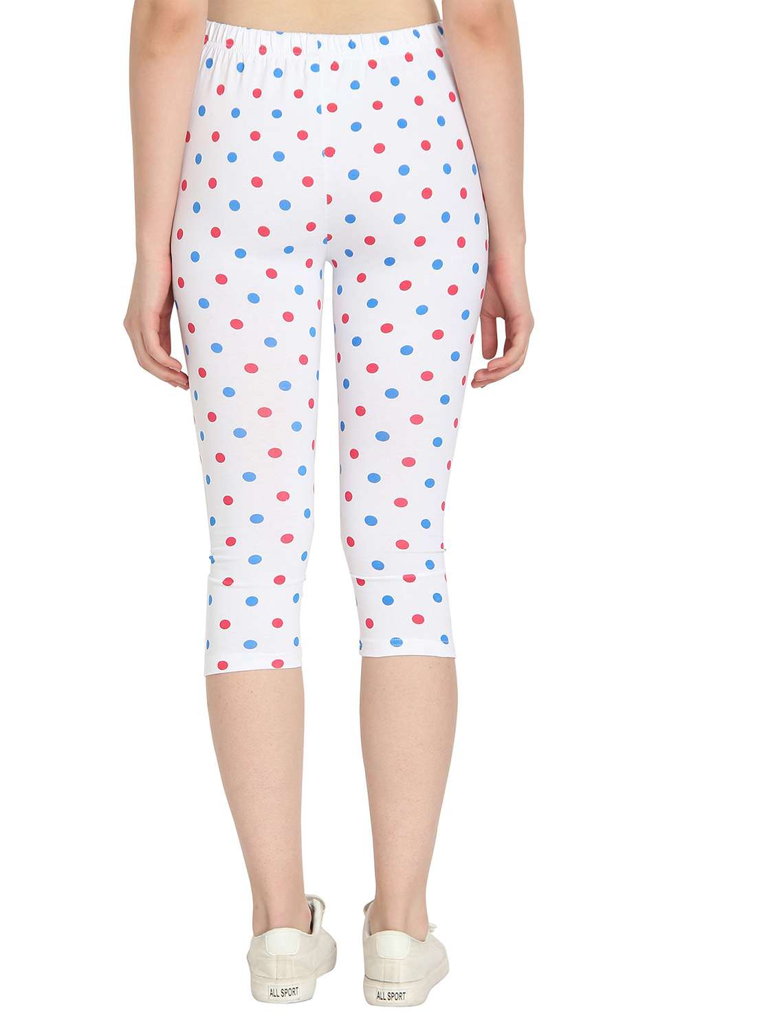 white polka doted regular capri legging - 19719197 -  Standard Image - 3