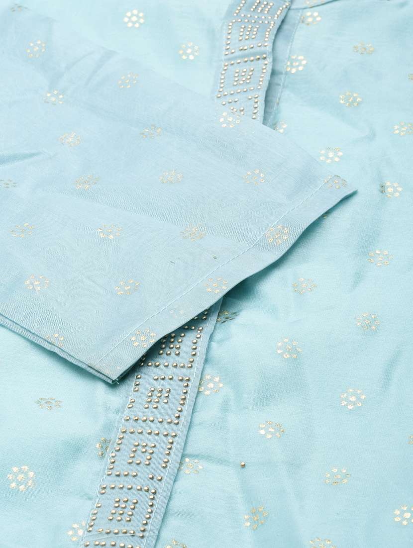 mandarin neck solid front slit kurta - 19719229 -  Standard Image - 3