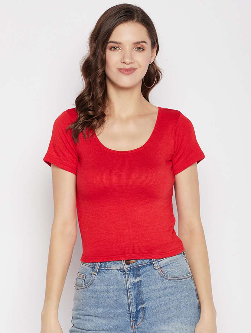 women's crop scoop neck top - 19723825 -  Zoom Image - 0