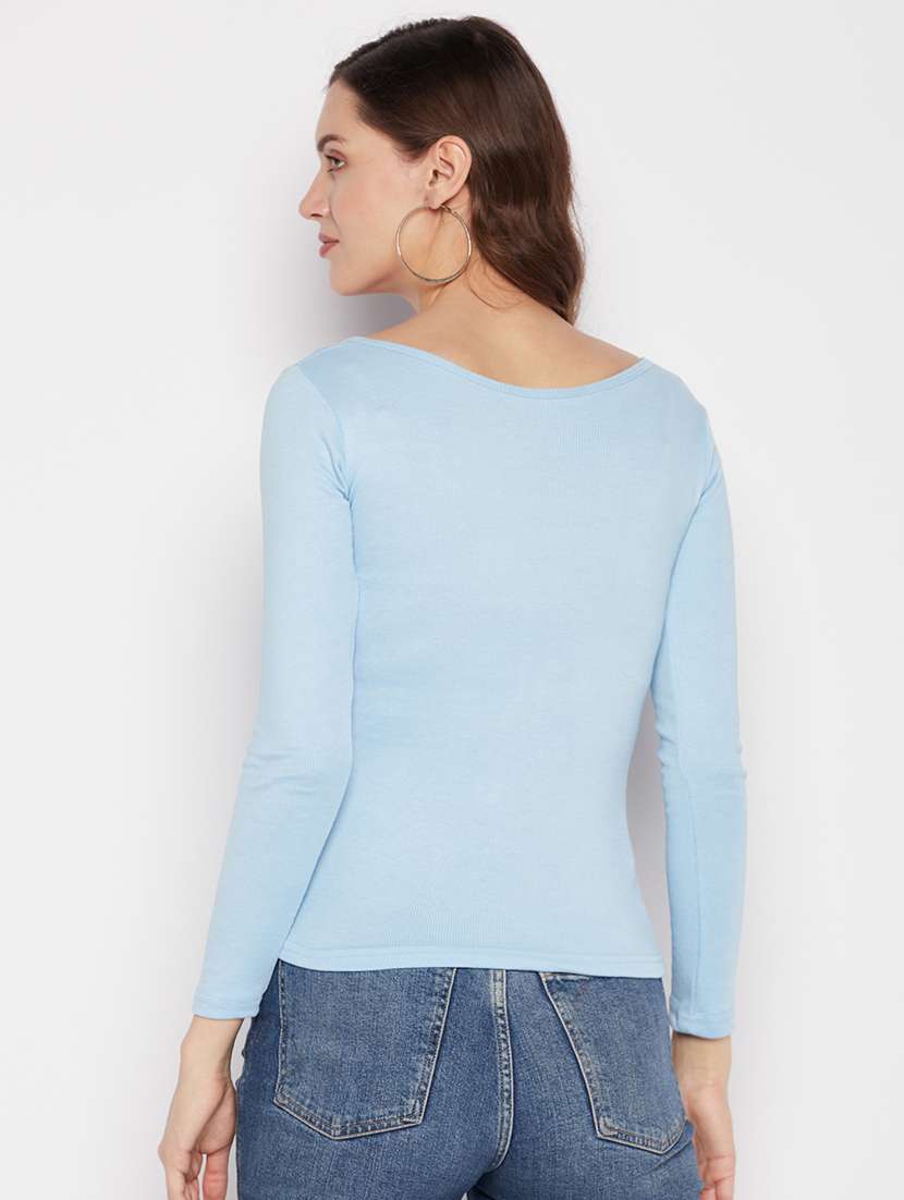 women scoop neck long sleeves top - 19723832 -  Standard Image - 3