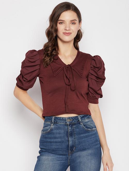 women's crop v neck top - 19723866 - Standard Image - 0