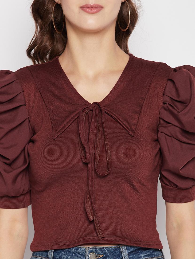 women's crop v neck top - 19723866 - Standard Image - 5