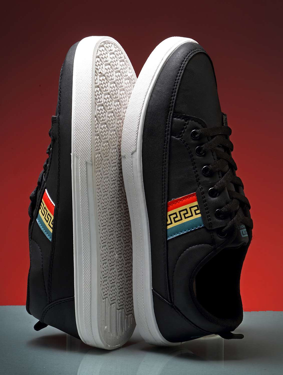 black synthetic lace up sneakers - 19724079 -  Zoom Image - 0