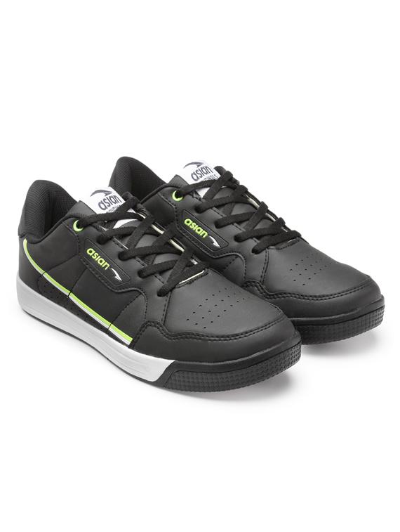 black synthetic sport shoes