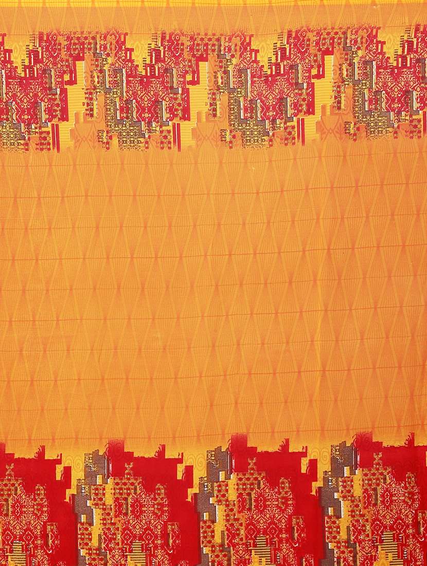 yellow printed georgette saree with blouse - 19727283 - Standard Image - 3