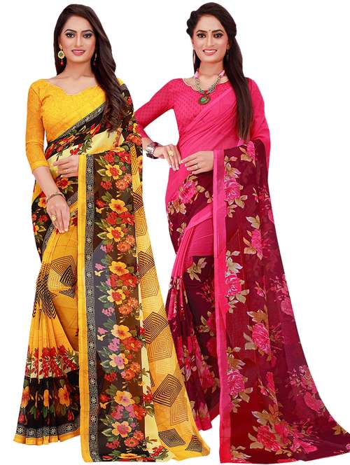 self designed printed saree set with blouse - 19727331 -  Standard Image - 0