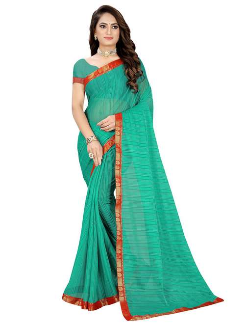 lace bordered printed saree with blouse - 19727638 -  Standard Image - 0