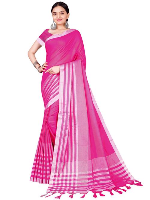 contrast bordered printed saree with blouse - 19727640 - Standard Image - 0