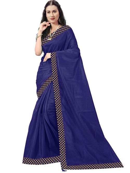 contrast bordered plain saree with blouse - 19727921 - Standard Image - 0