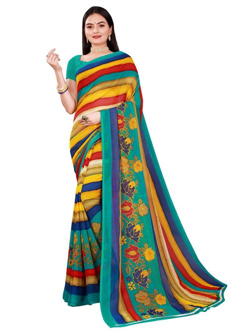 women's floral multi colored saree with blouse - 19728543 - Standard Image - 0