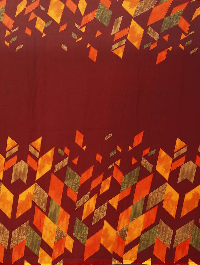 women's geometric brown colored saree with blouse - 19728557 - Standard Image - 3