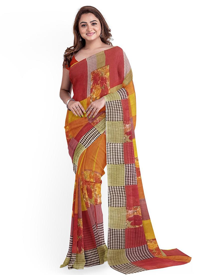 women's floral multi colored saree with blouse