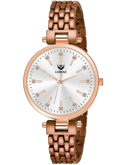 lorenz rose gold analogue watch with metallic strap for women - 19730858 -  Standard Image - 0
