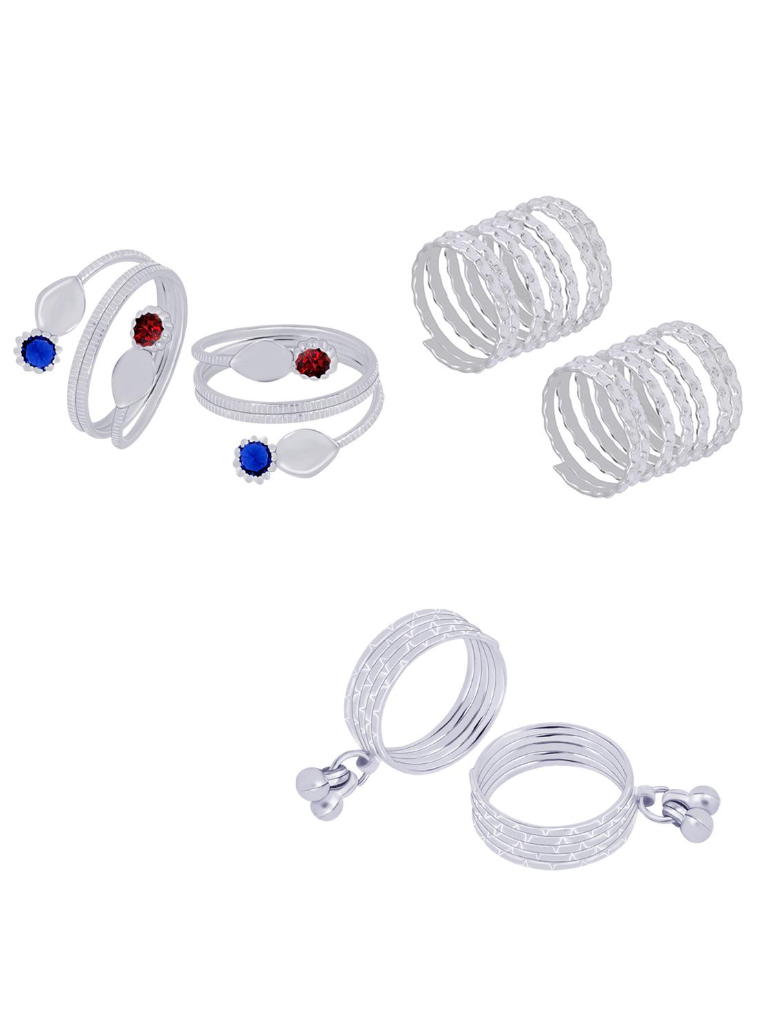 silver plated toe ring (3 pair) - 19734175 -  Zoom Image - 0