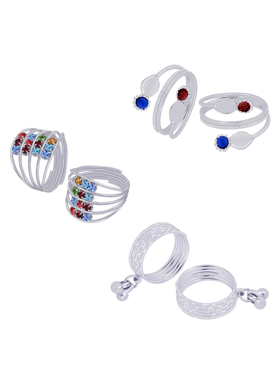silver plated toe ring combo - 19734180 -  Zoom Image - 0