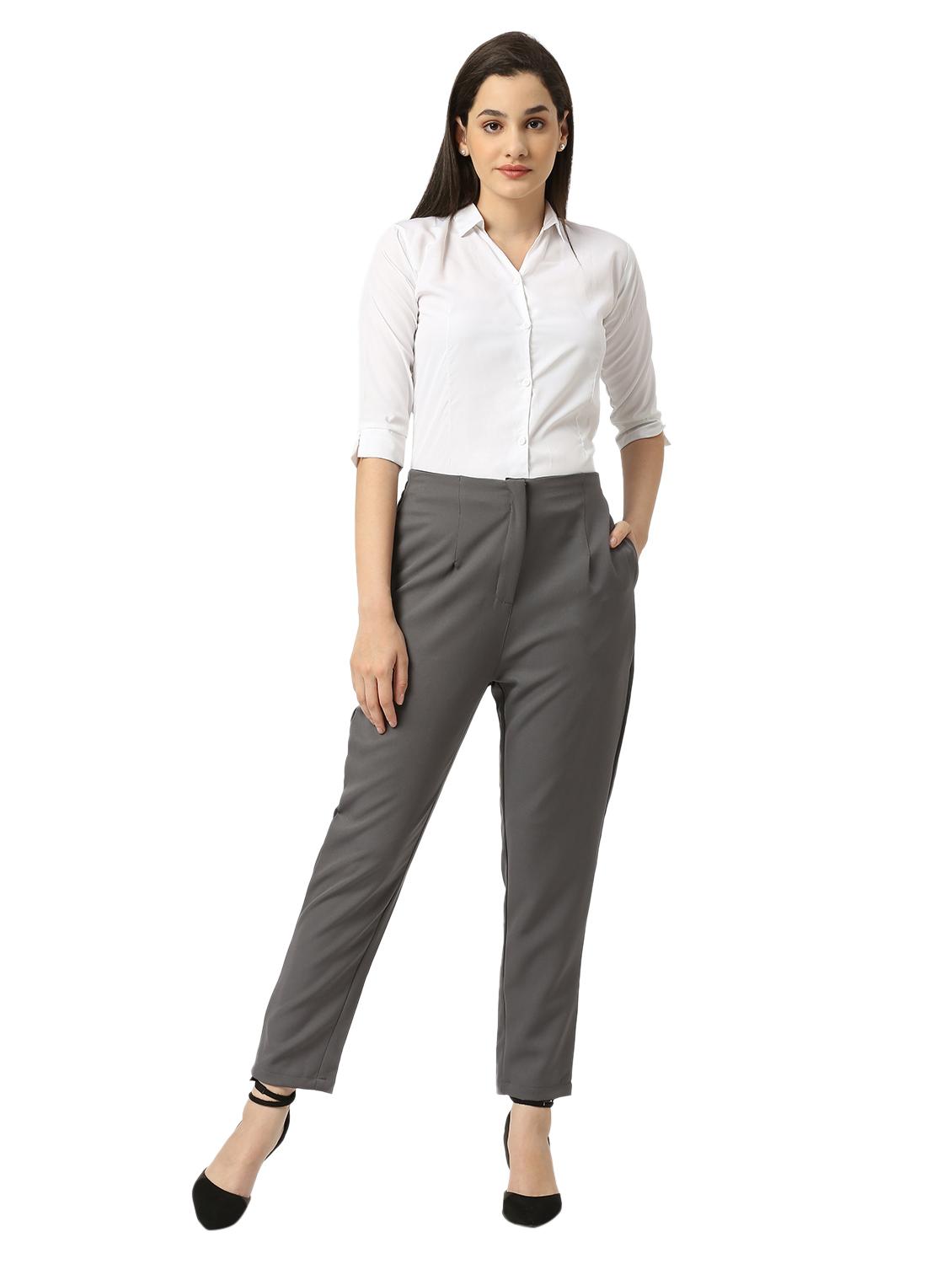solid cotton lycra flat front trouser - 19734383 - Standard Image - 5