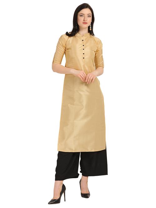 solid gold kurta palazzo set - 19735665 -  Standard Image - 0