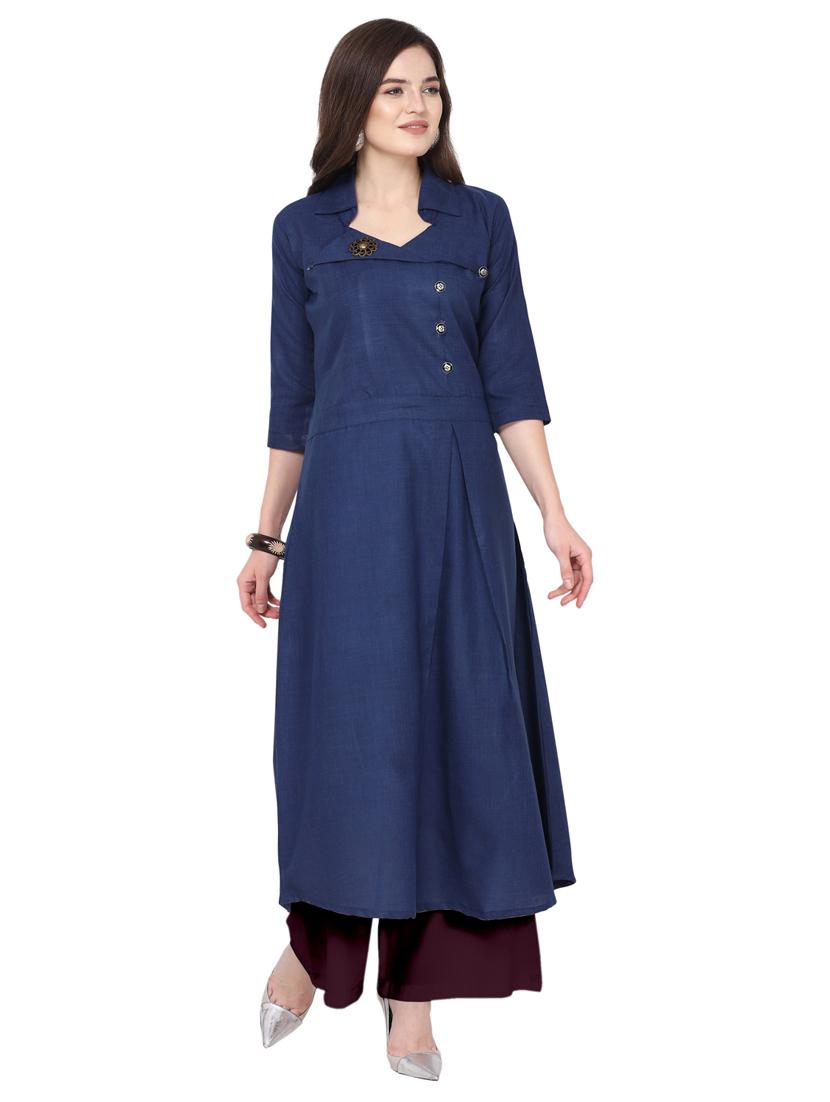 solid kurta palazzo set - 19735751 -  Zoom Image - 0