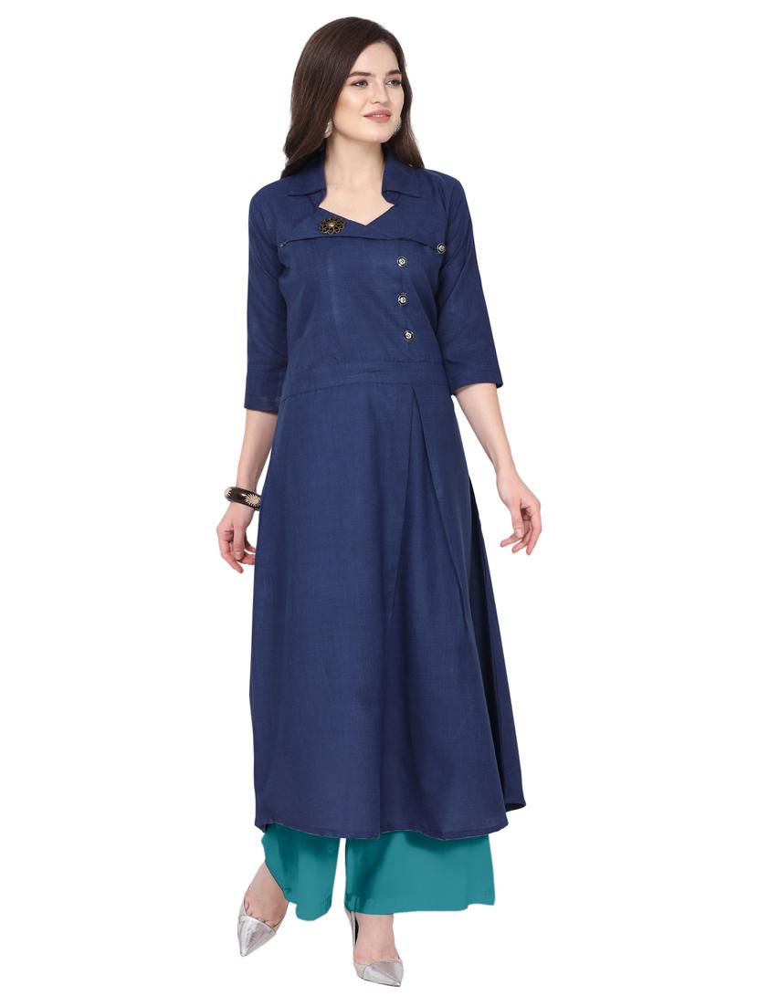 solid kurta palazzo set - 19735753 -  Zoom Image - 0