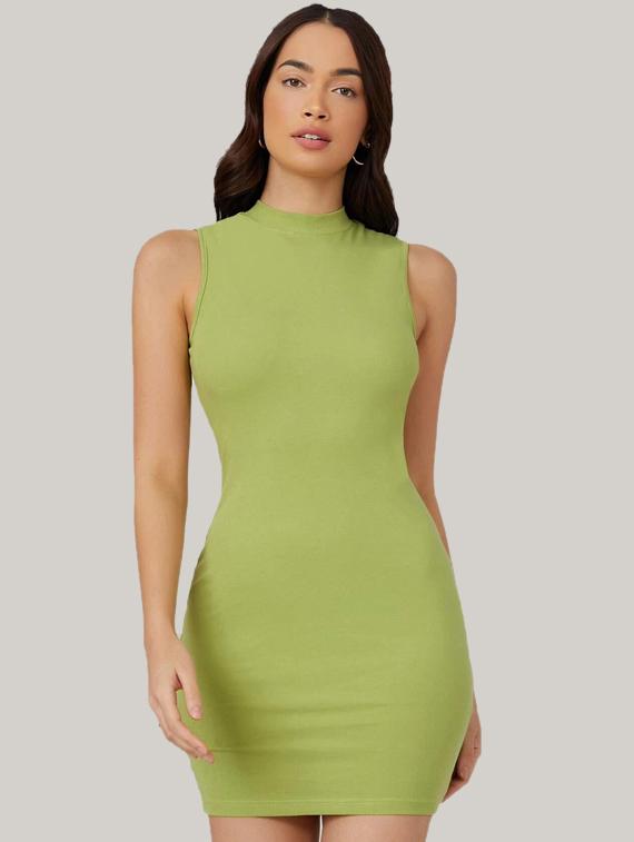 crew neck solid bodycon dress - 19737341 - Standard Image - 5