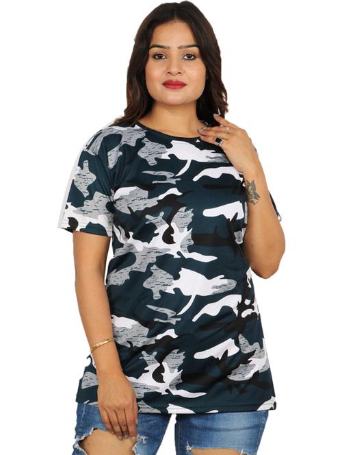 women round neck camouflage regular tee - 19737425 - Standard Image - 0