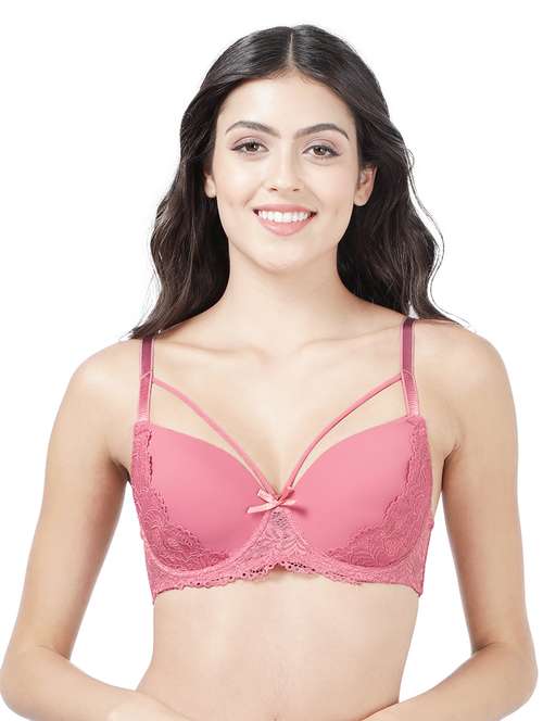 pink nylon balconette bra - 19740087 - Standard Image - 0