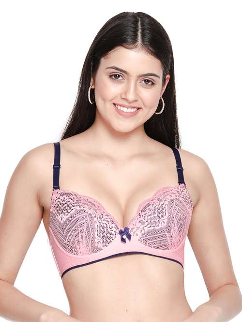 pink nylon plunge bra - 19740100 -  Standard Image - 0