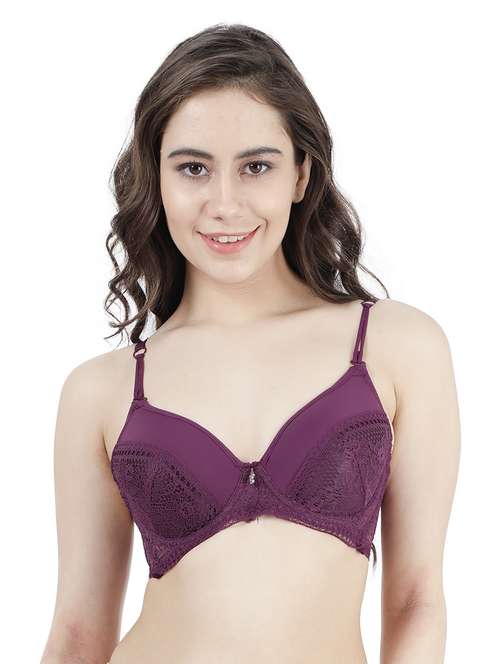 purple nylon balconette bra - 19740109 -  Standard Image - 0