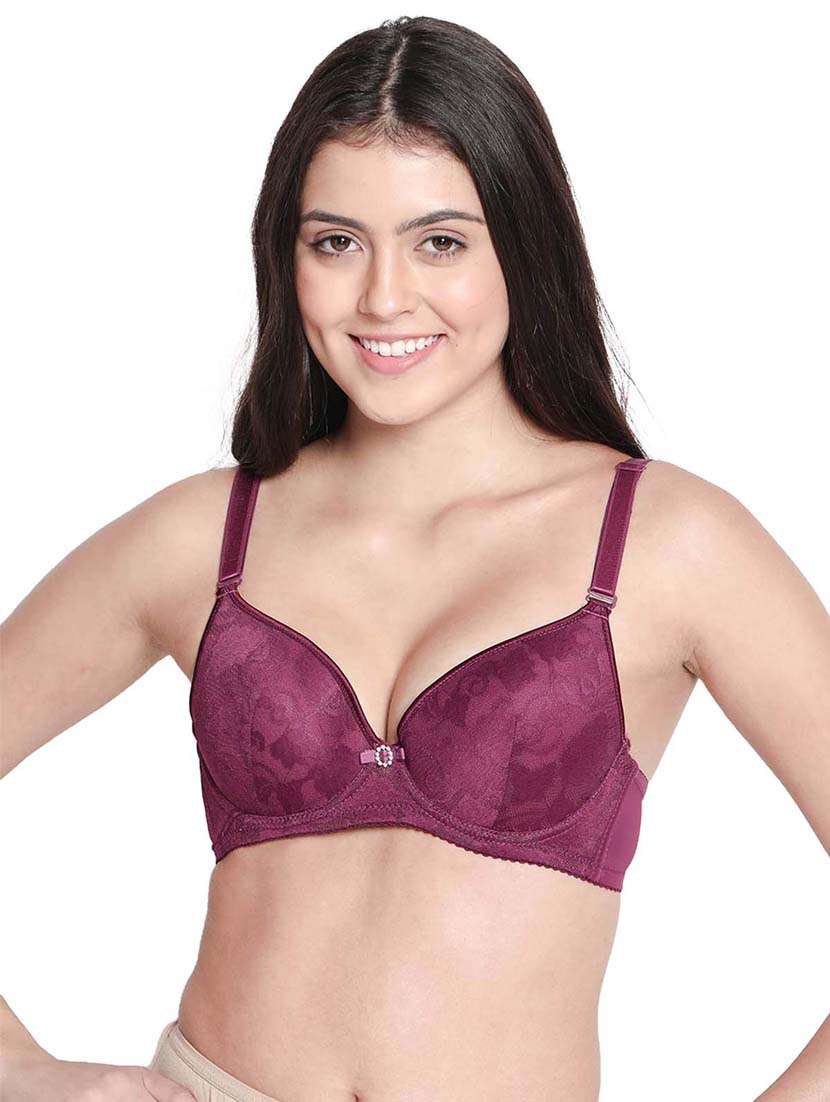 purple nylon plunge bra - 19740134 - Zoom Image - 0