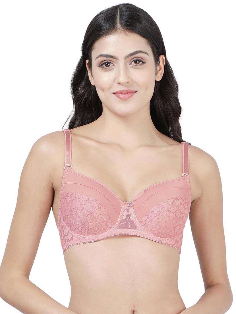 pink nylon balconette bra
