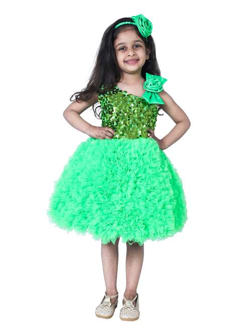 girls asymmetric neck cold shoulder frock - 19743440 -  Standard Image - 0