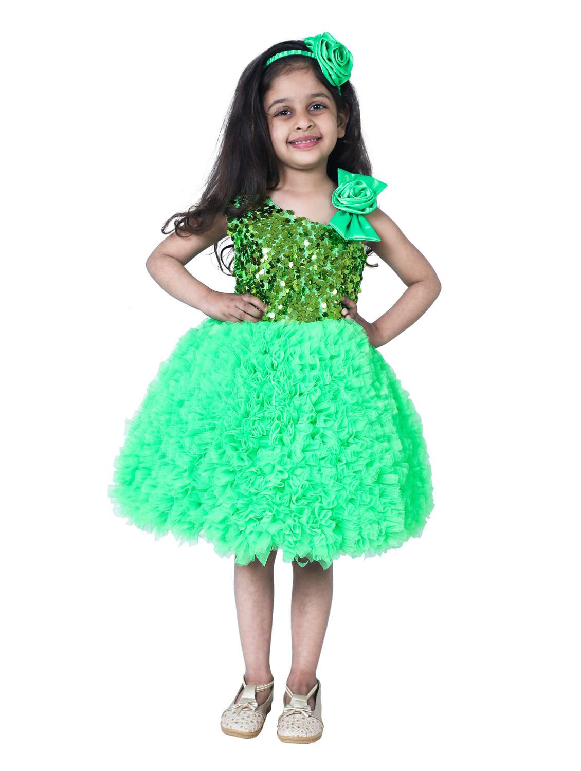 girls asymmetric neck cold shoulder frock - 19743440 -  Zoom Image - 0