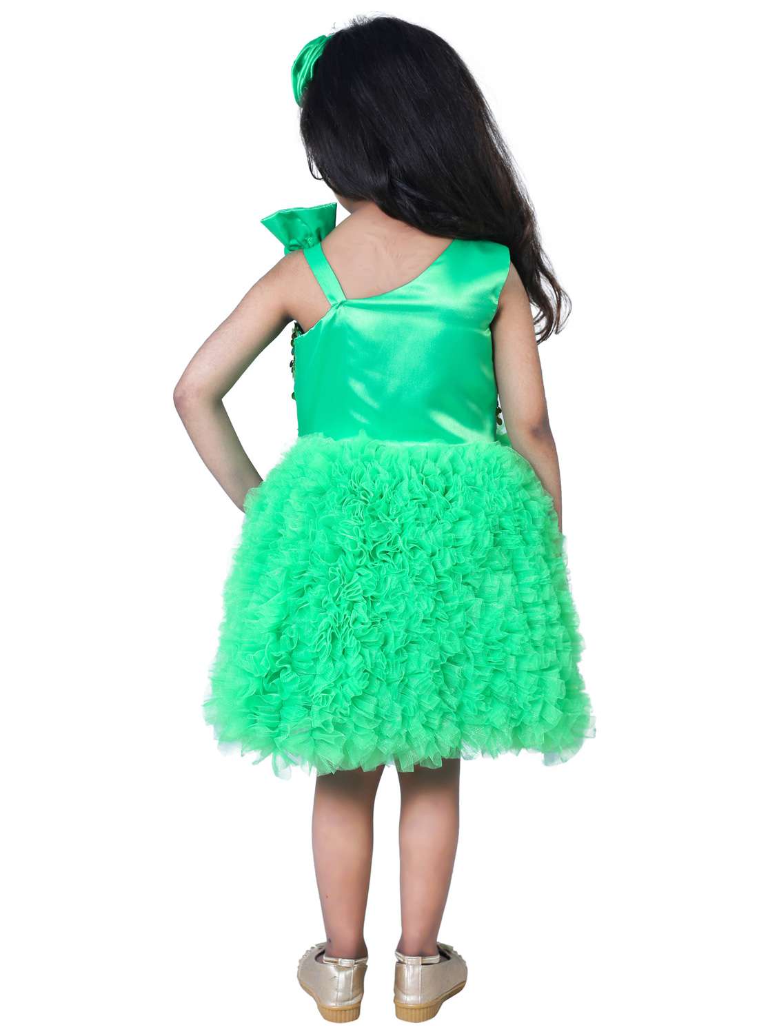 girls asymmetric neck cold shoulder frock - 19743440 -  Standard Image - 3