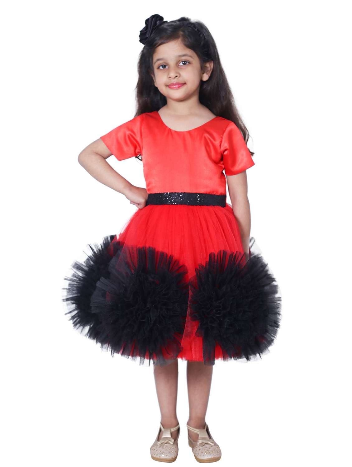 girls round neck short sleeves frock