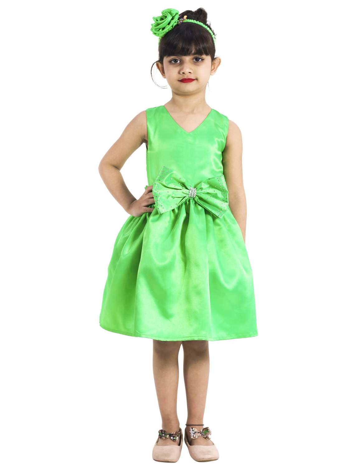 girls v neck sleeveless frock - 19743449 -  Zoom Image - 0