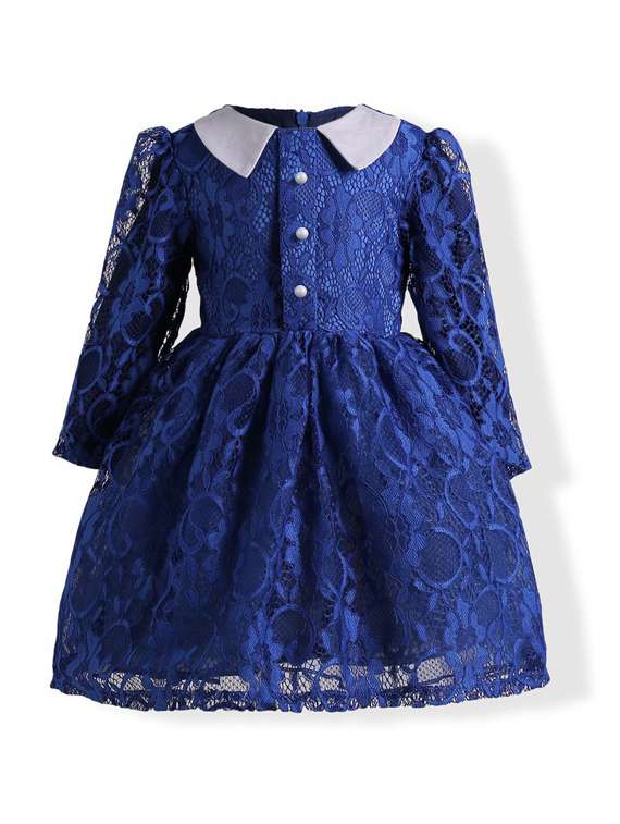 girls peter pan neck three quarter sleeves frock