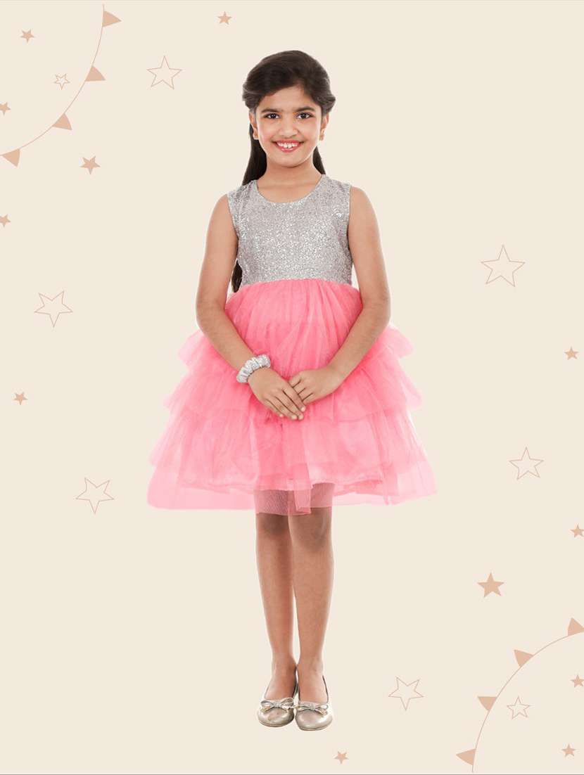 girls round neck sleeveless frock
