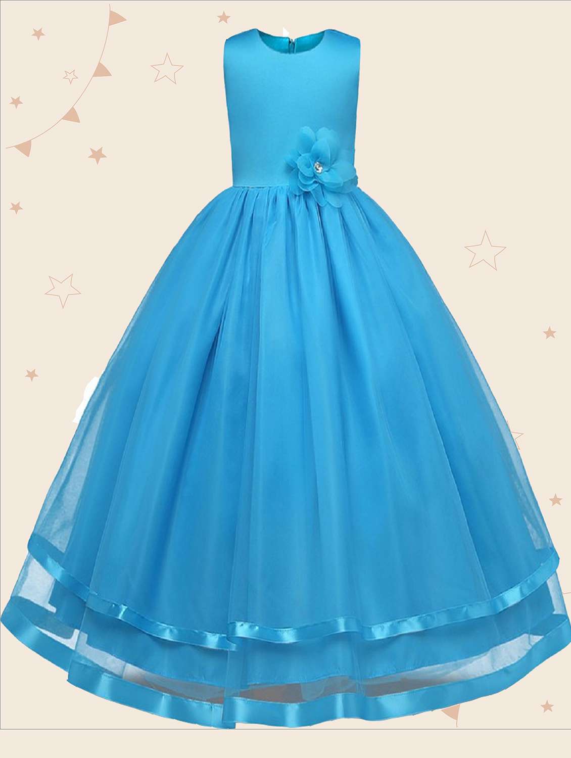 girls round neck sleeveless frock