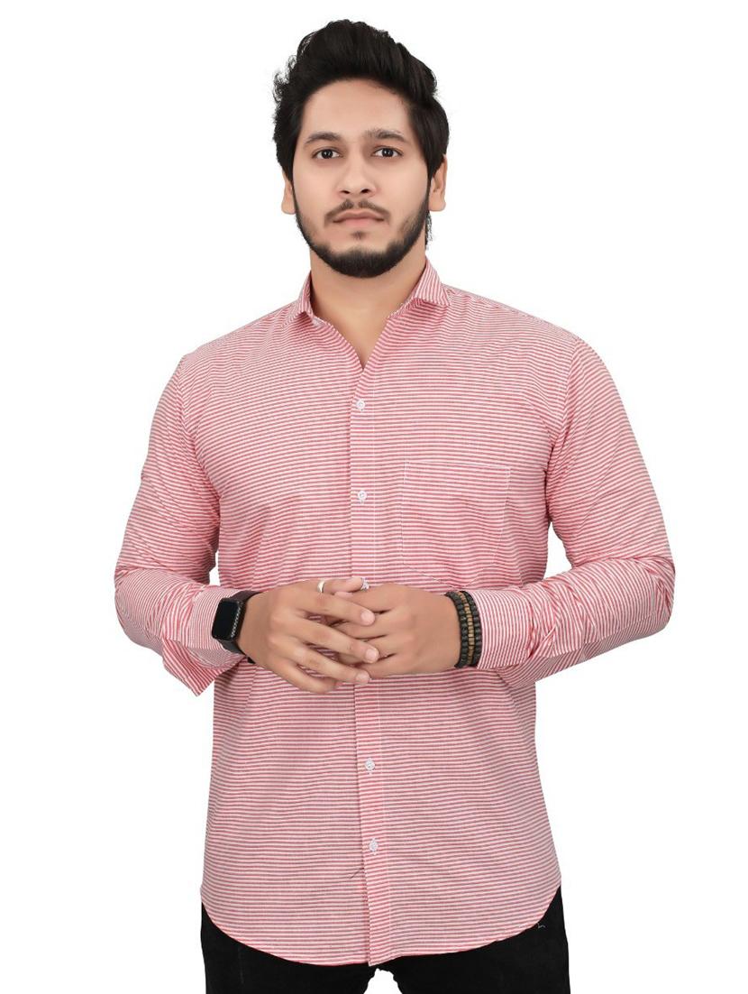 red cotton blend casual shirt - 19744028 - Zoom Image - 0