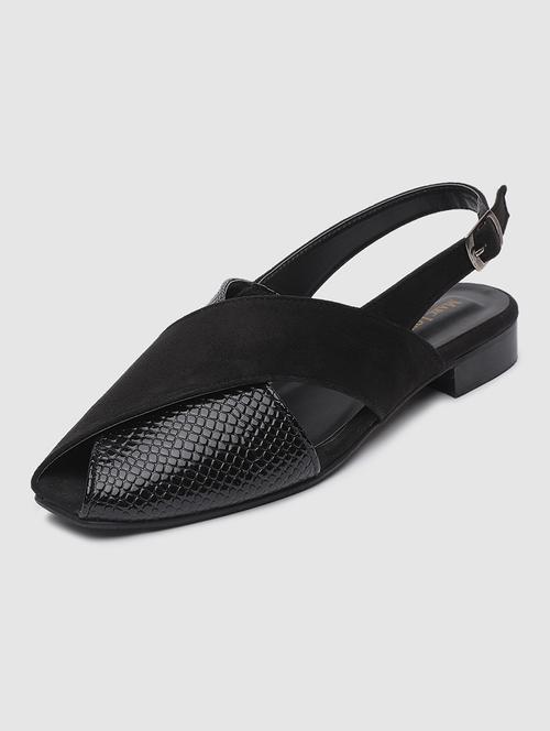 black pu slip on flats - 19745185 -  Standard Image - 0